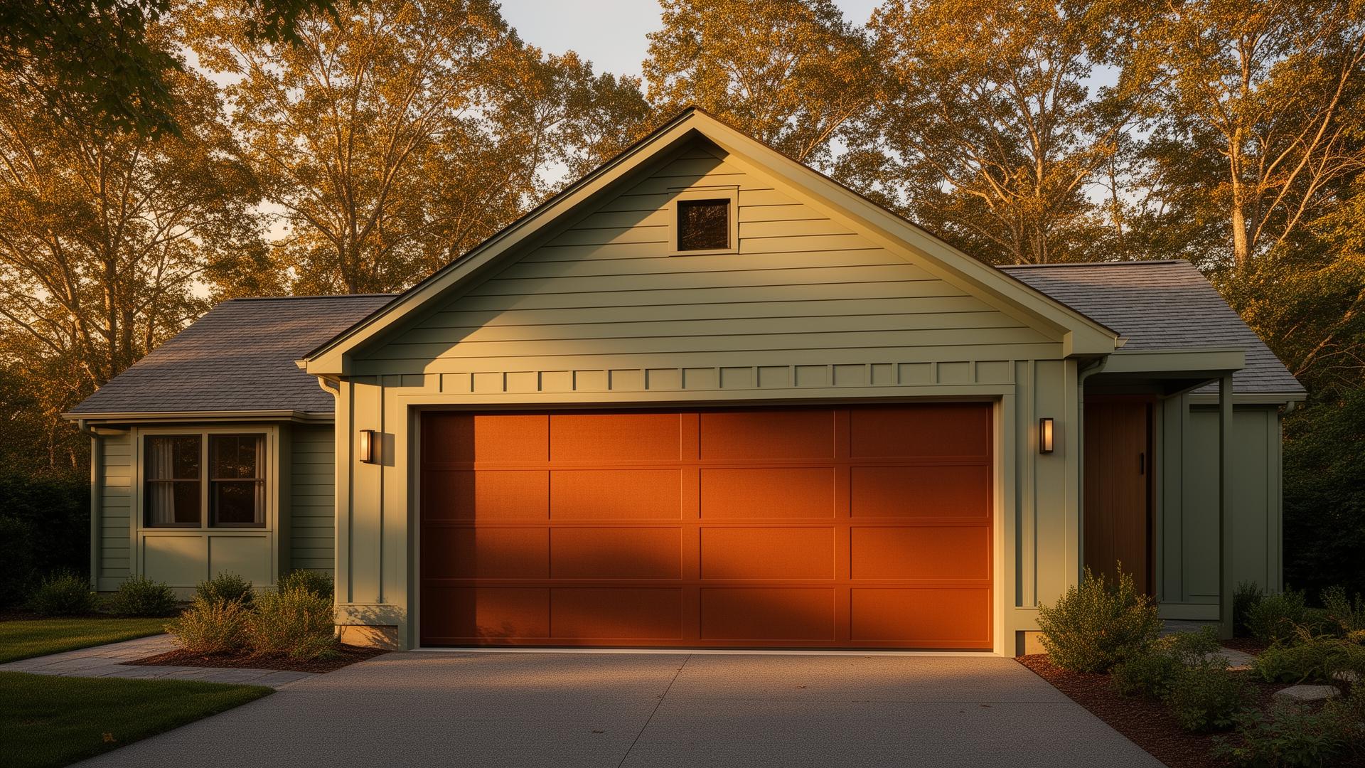 Professional garage door service technician repairing a residential garage door in Acton, MA